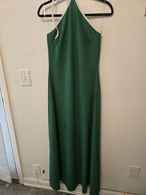 Source Unknown Emerald Green Halter Maxi Dress with White Trim
